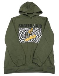 Khaki mikina se skateboardem a kostrou a kapucí PRIMARK