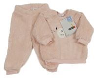 Nové - 2Set - Světlerůžová huňatá mikina s čumáčkem + kalhoty Ergee