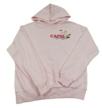 Světlerůžová mikina s nápisy a větvičkou a kapsou a kapucí H&M