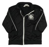 Černá propínací sportovní mikina s míčem a nápisy a pruhy