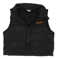 Tmavomodrá prošívaná šusťáková zateplená vesta s nášivkou SHEIN