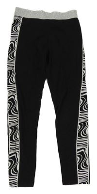 Černo-bílo-stříbrné legíny se vzorem Matalan