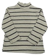 Světlebéžovo-černý pruhovaný melírovaný úpletový rolák PRIMARK