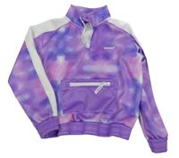 Fialovo-růžovo-bílá batikovaná sportovní mikina s logem a kapsou bekkin