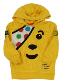 Tmavožlutá mikina s medvídkem Pudsey a kapucí s oušky George