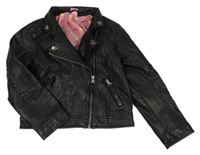 Černý koženkový jarní crop křivák s límečkem Kiki&Koko