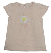 Světlerůžové tričko s kopretinou 