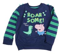Tmavomodro-zelená mikina s Peppa Pig a pruhy character