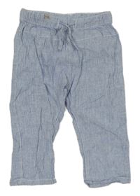 Modro-bílé pruhované lněné kalhoty H&M