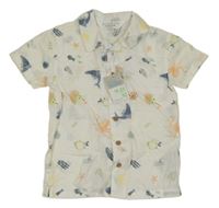 Nové - bílá melírovaná košile s mořskými živočichy PRIMARK