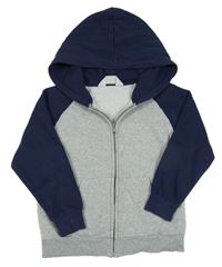 Šedo/melírovano-tmavomodrá propínací mikina s kapucí H&M