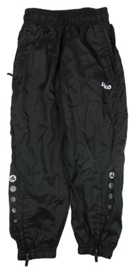 Černé šusťákové nepromokavé kalhoty s logem JAKO
