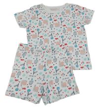 2Set - Bílé tričko s kytičkami a šnečky a beruškami + kraťasy impidimpi