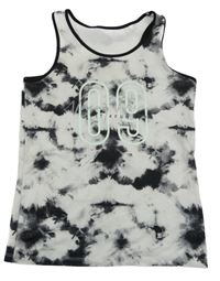 Bílo-černý batikovaný sportovní top s číslem C&A