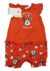 Nové - červený kraťasový overal s Minnie a volánky LC WaIKIKI