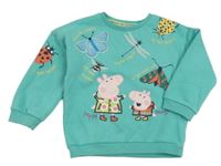 Jadeitová oversize mikina s Peppa Pig a brouky a hmyzem F&F