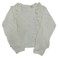 Bílá mušelínová crop halenka s volánky YIGGA