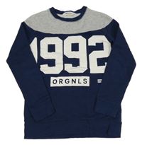 Tmavomodro-šedá/melírovaná mikina s číslem H&M