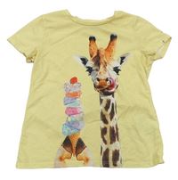 Žluté tričko se žirafou a zmrzlinou H&M