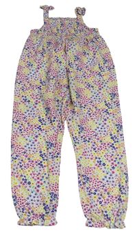 Bílo-barevný květovaný kalhotový overal zn. Primark