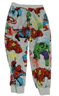 Šedé melírované skrvnité plyšové pyžamové kalhoty s Avengers Marvel