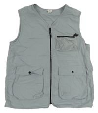 Modrošedá šusťáková vesta se síťovanou kapsou zn. River Island