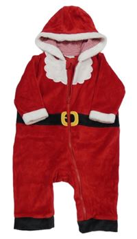 Červeno-bílá sametová kombinéza s kapucí - Santa Next