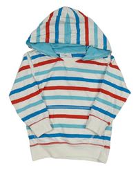 Bílo-modro-červená pruhovaná mikina s kapucí Topomini