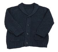 Tmavomodrý propínací svetr s límcem Matalan