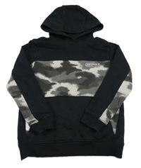 Černo-šedá mikina se vzorem a kapucí George