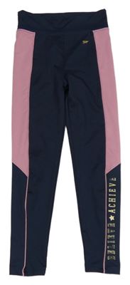 Tmavomodro-růžové sportovní legíny s nápisem Primark