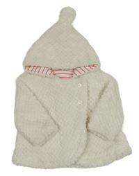 Bílá vzorovaná chlupatá podšitá propinací mikina s kapucí Next