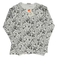 Nové - Bílé triko s obrázky a nápisy CrashOne