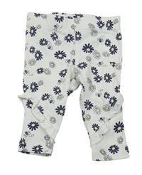 Bílé květované legíny s volánky Pocopiano