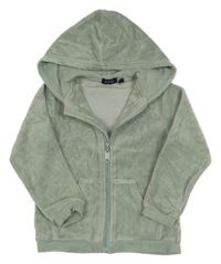 Zelenošedá sametová propínací mikina s kapucí Blue Seven