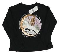 Nové - Černé triko s jednorožcem F&F