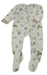 Béžový květovaný fleecový overal se zvířaty George