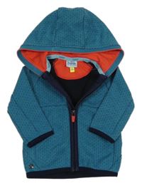 Petrolejová perforovaná propínací mikina s kapucí Baker