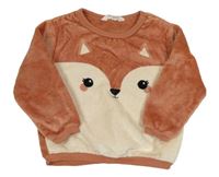 Hnědo-béžová chlupatá mikina s veverkou H&M
