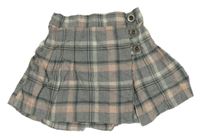 Šedo-růžovo-zelená kostkovaná propínací sukně Next