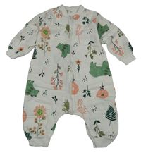 Bílý květovaný spací pytel s medvědy