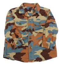 Pískovo-modro-vínová army riflová košilová bunda Next