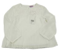 Nové - Bílá šifonová plisovaná halenka s krajkou a flitry F&F