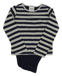 Šedo-tmavomodré pruhované triko s všitým body Impidimpi