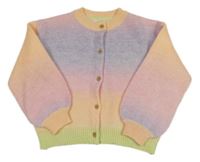 Lila-růžovo-meruňkový vlněný propínací svetr M&S