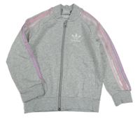 Světlešedá melírovaná propínací mikina s logem Adidas