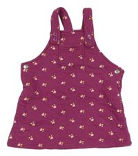 Fuchsiové prošívané teplákové laclové šaty se srdíčky Ergee