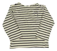 Béžovo-černé pruhované triko s mašlí H&M