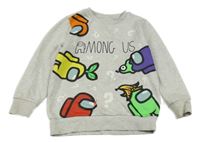 Světlešedá melírovaná mikina s Among Us