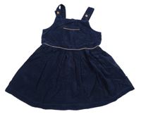 Tmavomodré manšestrové laclové šaty Baker